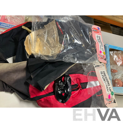 Vintage Sally Ann Doll and Children's Dress Up Clothes, Baby on Swing, Netta Doll and Kenbrite Fancy N Fresh Perfume Kit, All with Original Packaging