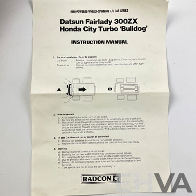 Vintage Radcon Wheely-Spinning Honda City Turbo Bulldog Remote Controlled Car in Original Packaging
