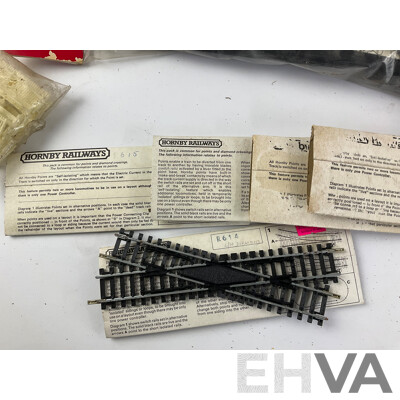 Vintage Hornby OO Gauge Curved Track and Cross Overs, Elevated Track Sidewalls, Platform Fencing and Girder Bridge, All in Original Packaging