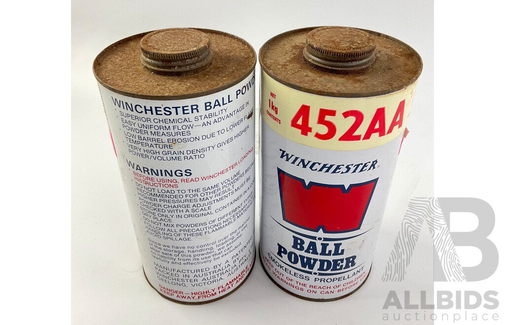 Two Vintage Winchester Ball Powder Tins