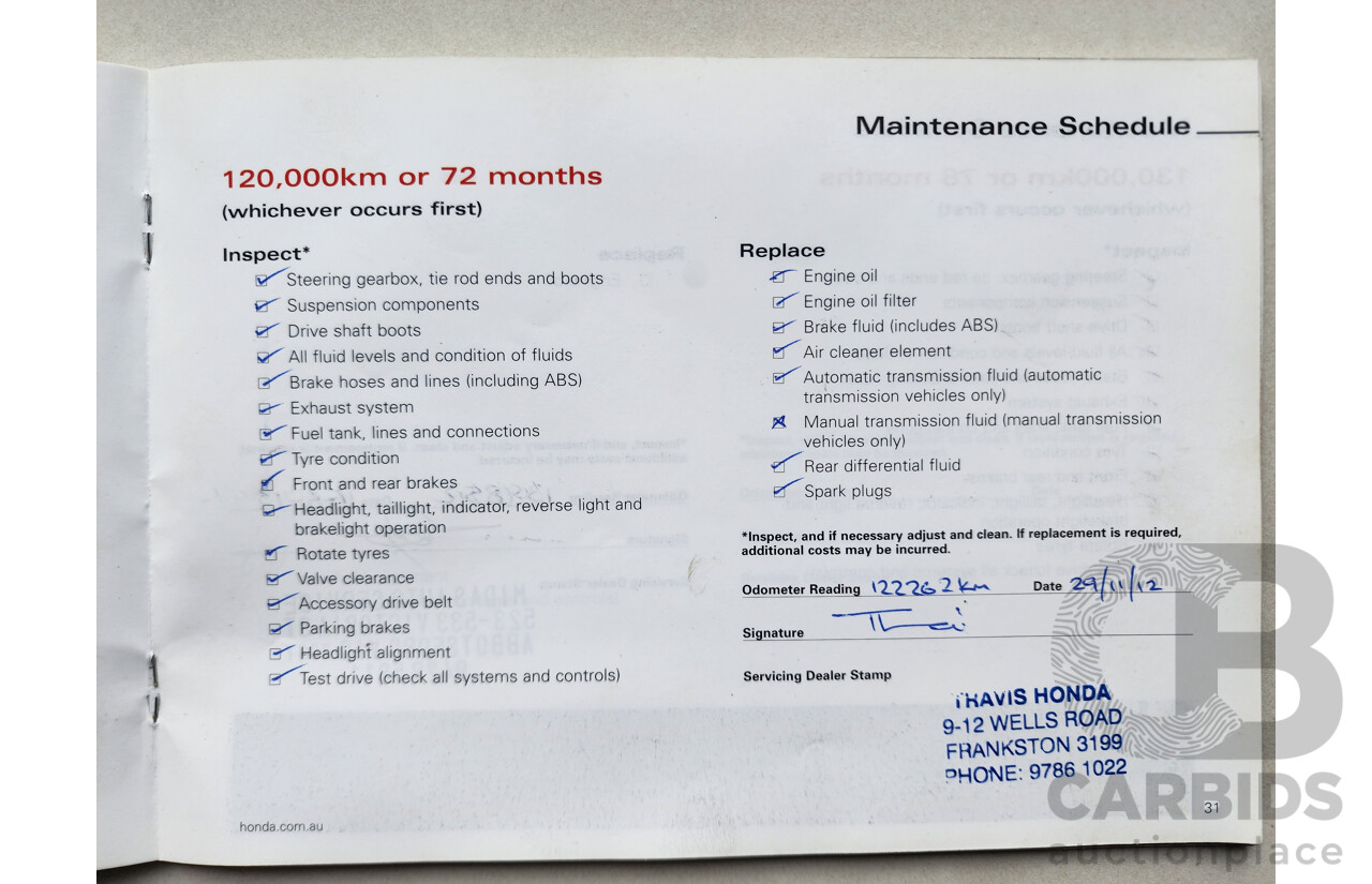 8/2006 Honda CRV (4x4) Sport 2005 UPGRADE 4d Wagon Gold 2.4L