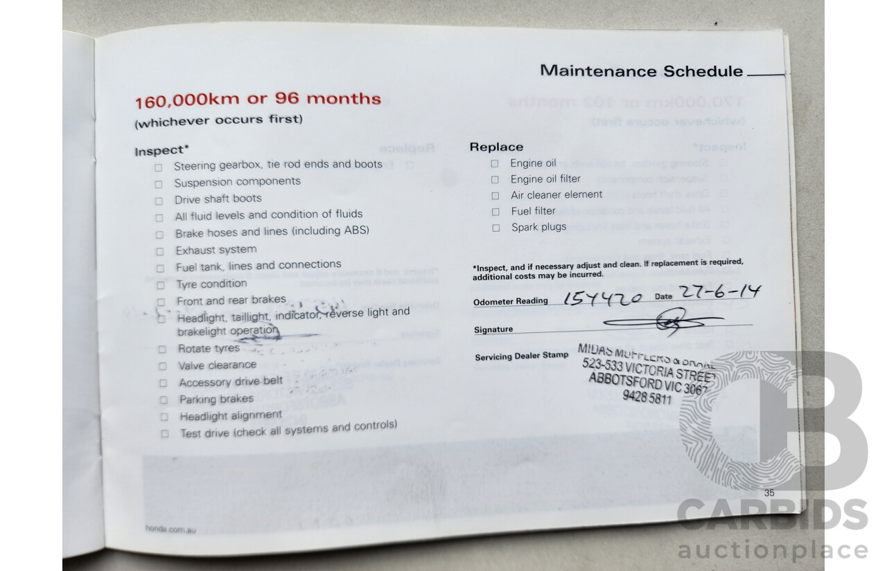 8/2006 Honda CRV (4x4) Sport 2005 UPGRADE 4d Wagon Gold 2.4L