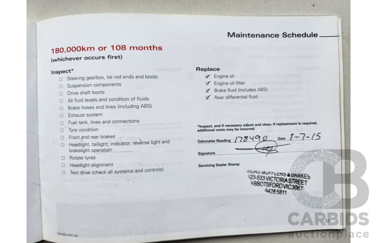 8/2006 Honda CRV (4x4) Sport 2005 UPGRADE 4d Wagon Gold 2.4L