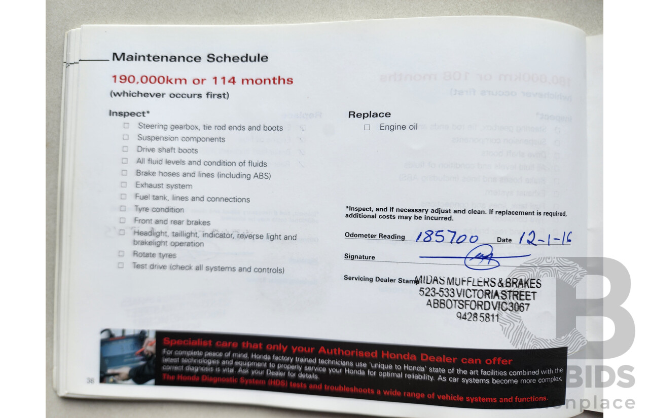 8/2006 Honda CRV (4x4) Sport 2005 UPGRADE 4d Wagon Gold 2.4L