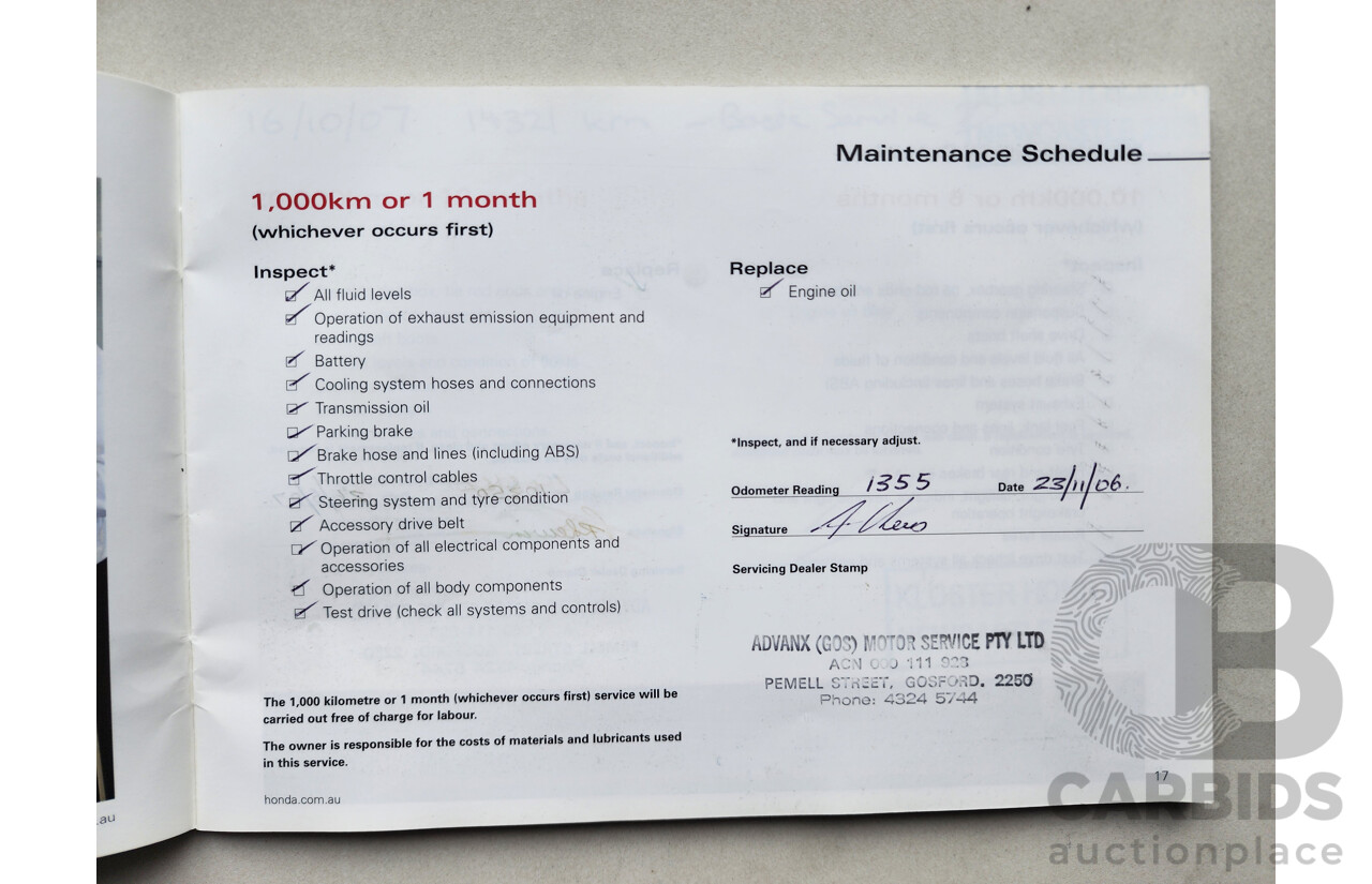 8/2006 Honda CRV (4x4) Sport 2005 UPGRADE 4d Wagon Gold 2.4L