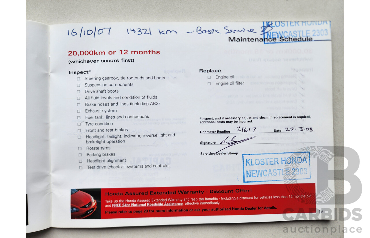 8/2006 Honda CRV (4x4) Sport 2005 UPGRADE 4d Wagon Gold 2.4L