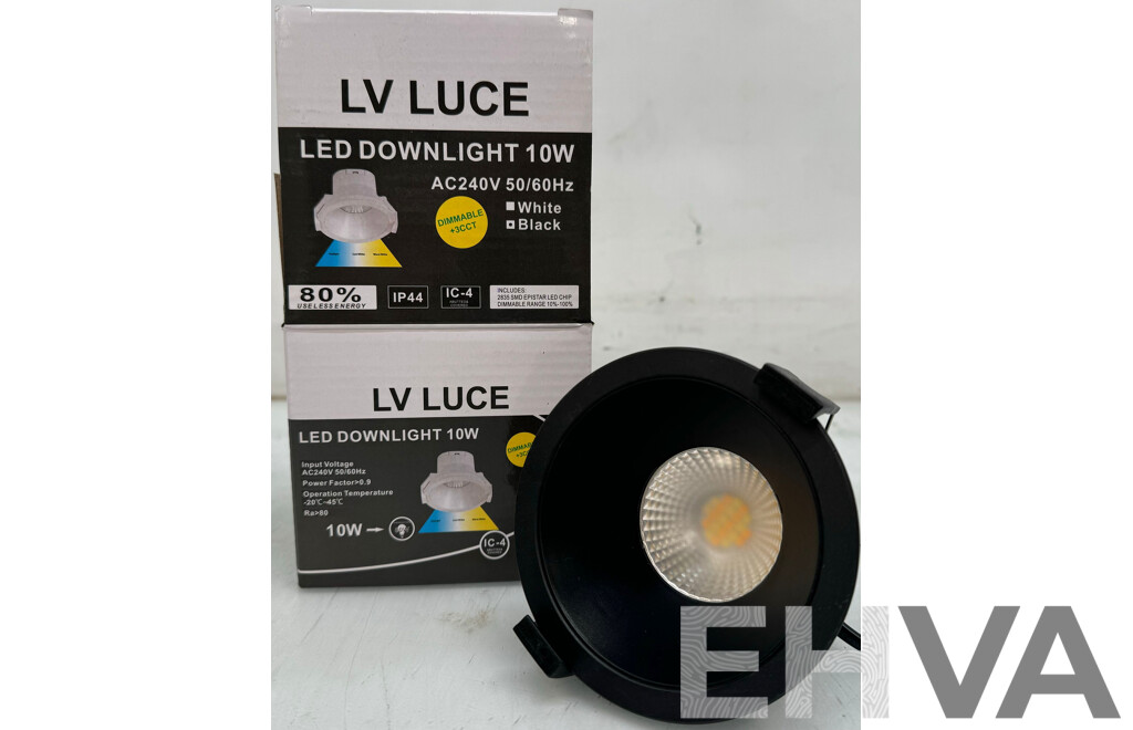 LV Luce 10W LED Downlight Tri Colour Dimmable Black - Lot of 3