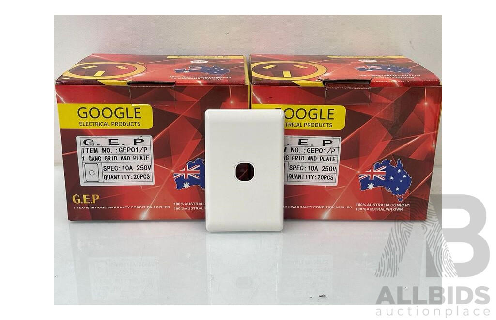 Google Electrical Products Single Gang Grid and Plate - 40 Pieces - Brand New