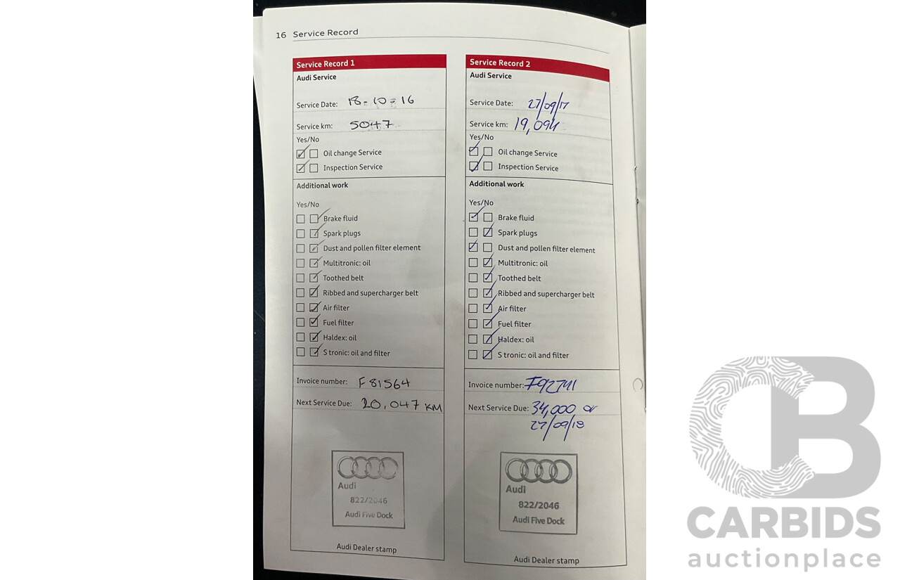 9/2015 Audi Q5 2.0 TFSI Quattro (AWD) 8R MY16 4d Wagon Moonlight Blue Metallic Turbo 2.0L