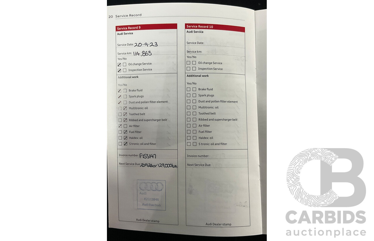 9/2015 Audi Q5 2.0 TFSI Quattro (AWD) 8R MY16 4d Wagon Moonlight Blue Metallic Turbo 2.0L