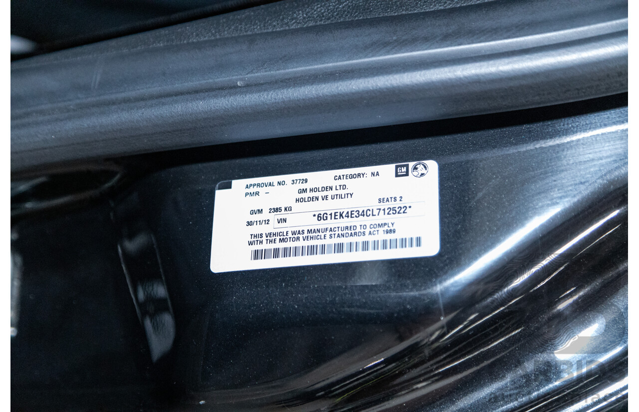 11/2012 Holden Commodore SV6 Z-Series VE II MY12.5 Utility Black V6 3.6L