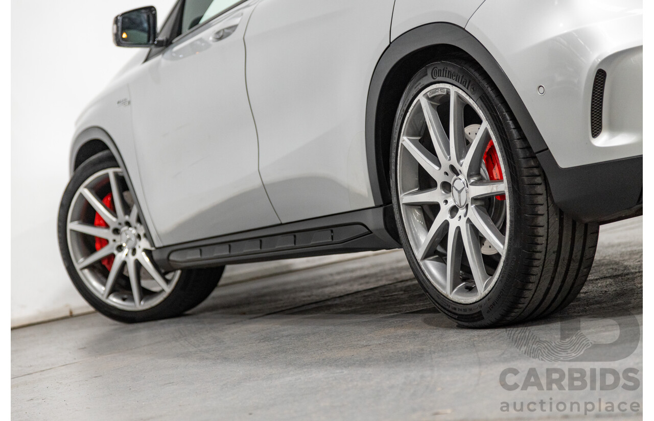 2/2015 Mercedes Benz GLA45 AMG 4matic (AWD) X156 MY15 4d Wagon Polar Silver Metallic Turbo 2.0L