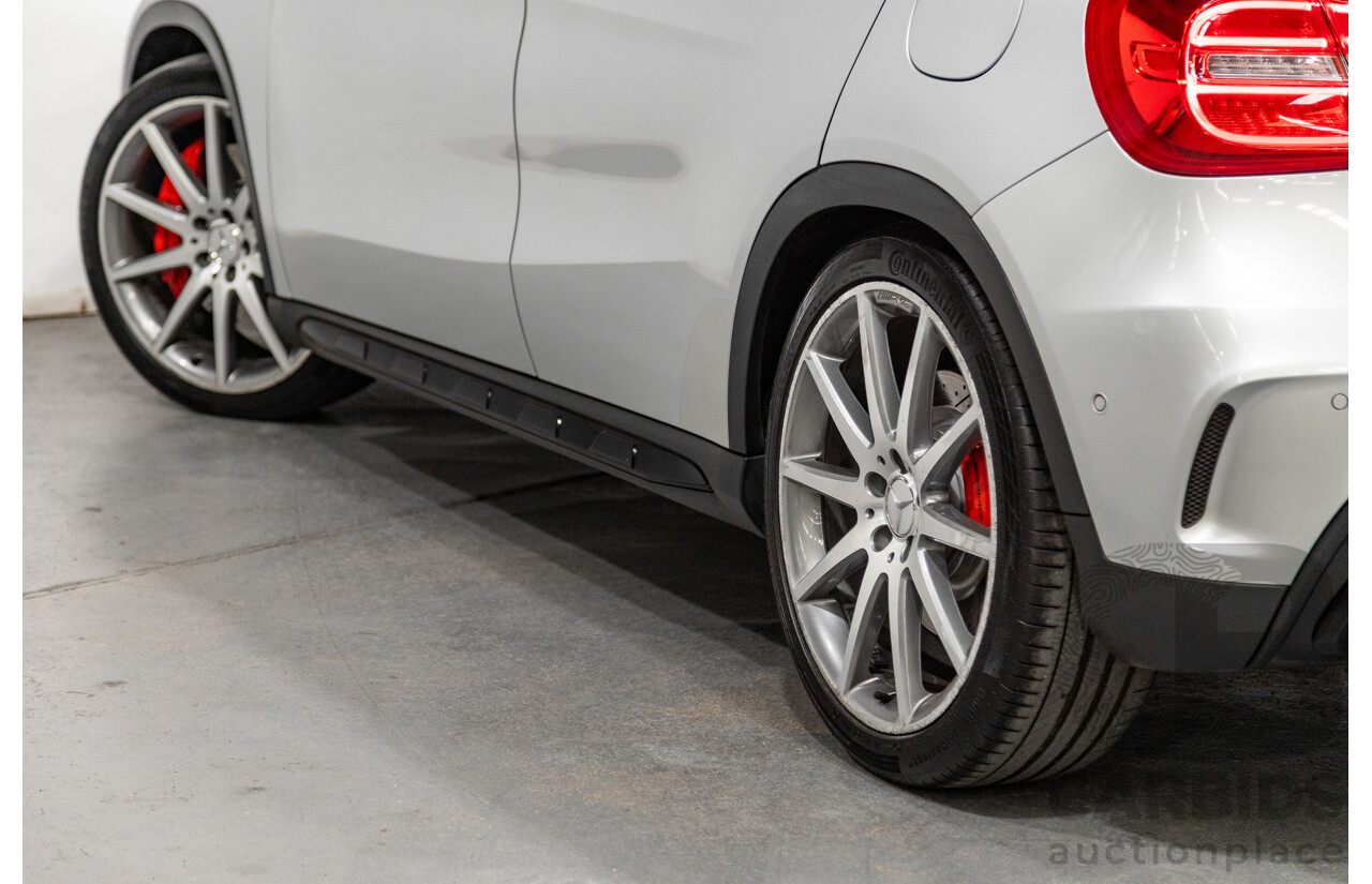 2/2015 Mercedes Benz GLA45 AMG 4matic (AWD) X156 MY15 4d Wagon Polar Silver Metallic Turbo 2.0L