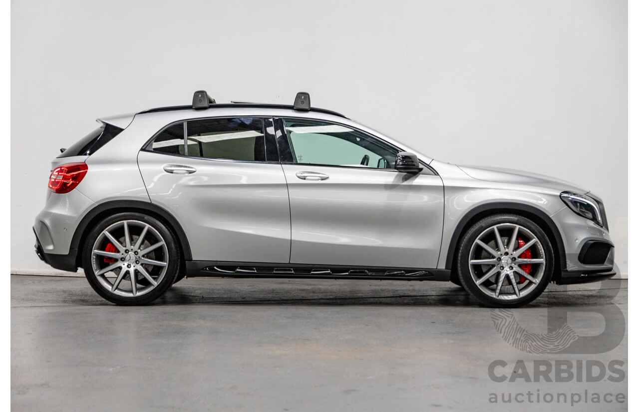 2/2015 Mercedes Benz GLA45 AMG 4matic (AWD) X156 MY15 4d Wagon Polar Silver Metallic Turbo 2.0L