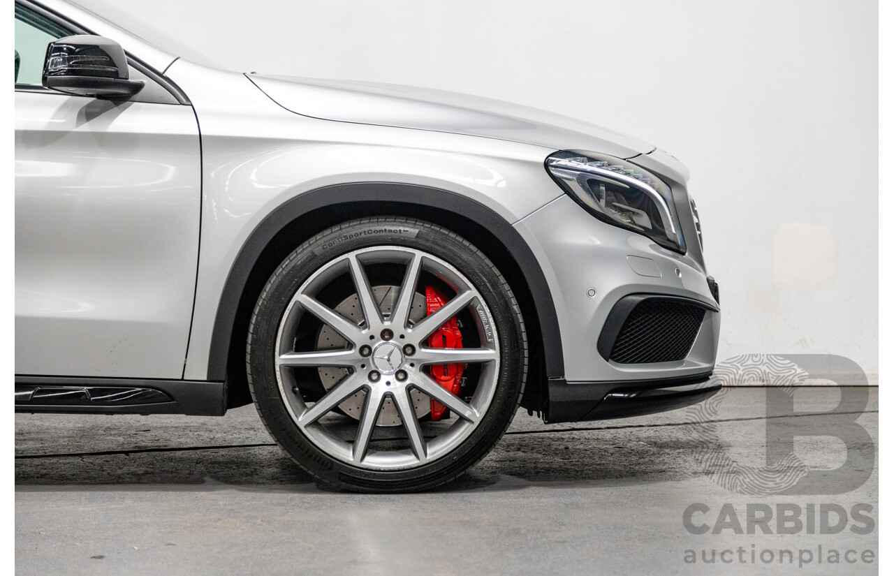 2/2015 Mercedes Benz GLA45 AMG 4matic (AWD) X156 MY15 4d Wagon Polar Silver Metallic Turbo 2.0L