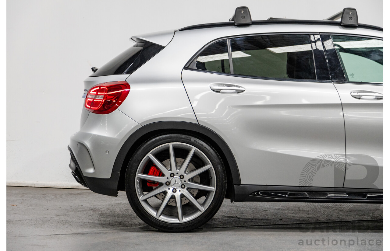 2/2015 Mercedes Benz GLA45 AMG 4matic (AWD) X156 MY15 4d Wagon Polar Silver Metallic Turbo 2.0L