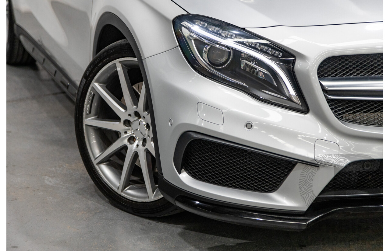 2/2015 Mercedes Benz GLA45 AMG 4matic (AWD) X156 MY15 4d Wagon Polar Silver Metallic Turbo 2.0L