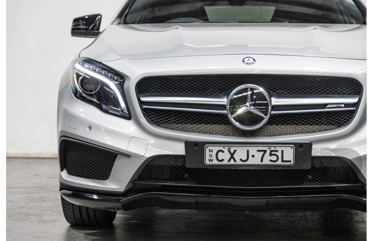 2/2015 Mercedes Benz GLA45 AMG 4matic (AWD) X156 MY15 4d Wagon Polar Silver Metallic Turbo 2.0L