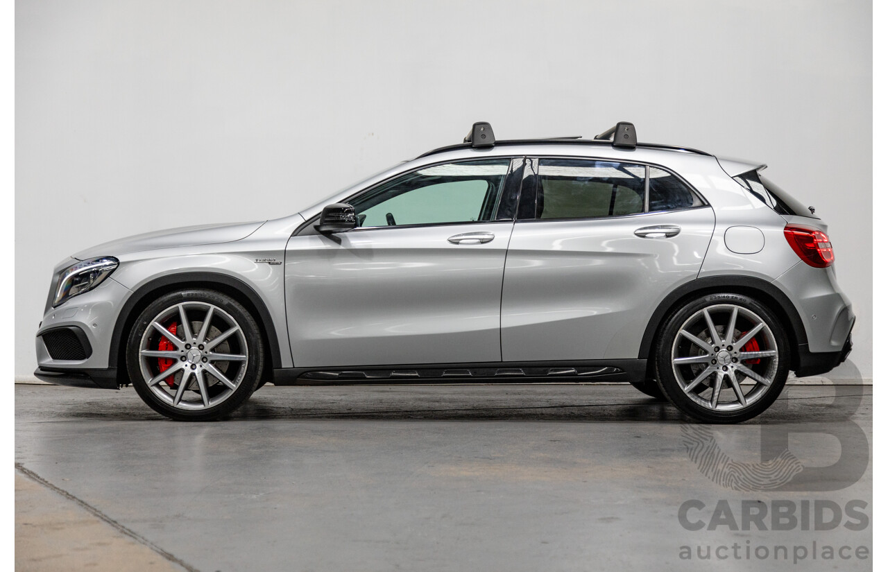 2/2015 Mercedes Benz GLA45 AMG 4matic (AWD) X156 MY15 4d Wagon Polar Silver Metallic Turbo 2.0L