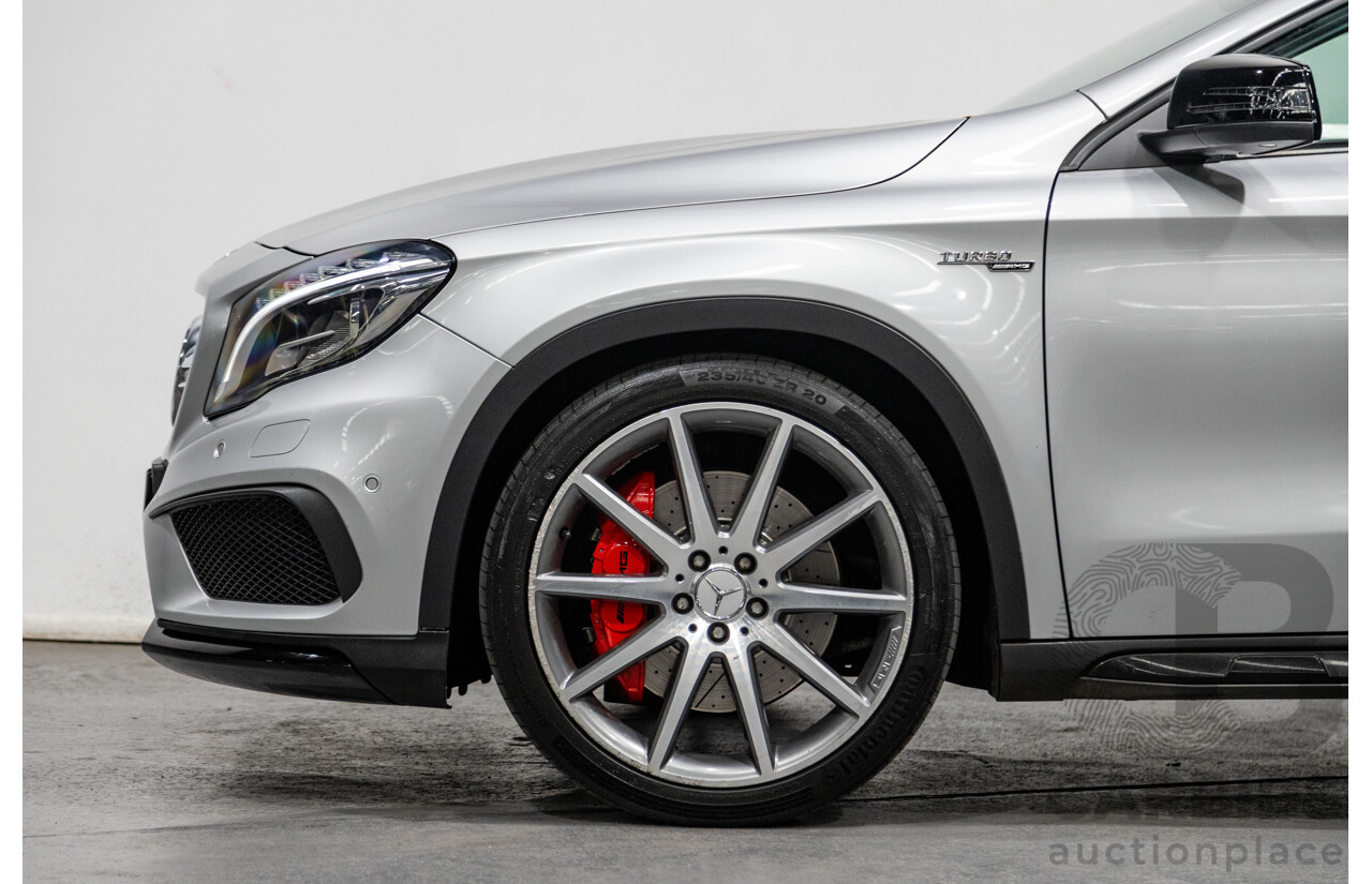 2/2015 Mercedes Benz GLA45 AMG 4matic (AWD) X156 MY15 4d Wagon Polar Silver Metallic Turbo 2.0L