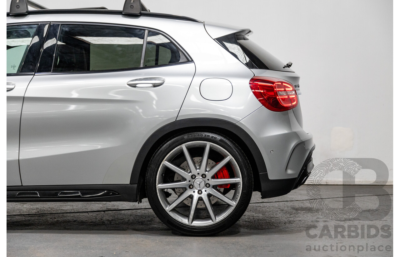 2/2015 Mercedes Benz GLA45 AMG 4matic (AWD) X156 MY15 4d Wagon Polar Silver Metallic Turbo 2.0L