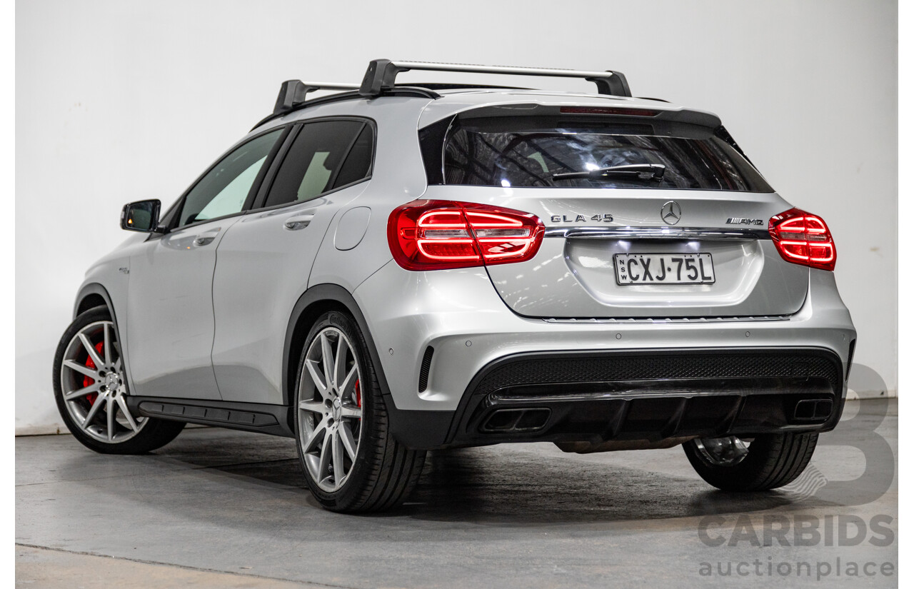 2/2015 Mercedes Benz GLA45 AMG 4matic (AWD) X156 MY15 4d Wagon Polar Silver Metallic Turbo 2.0L