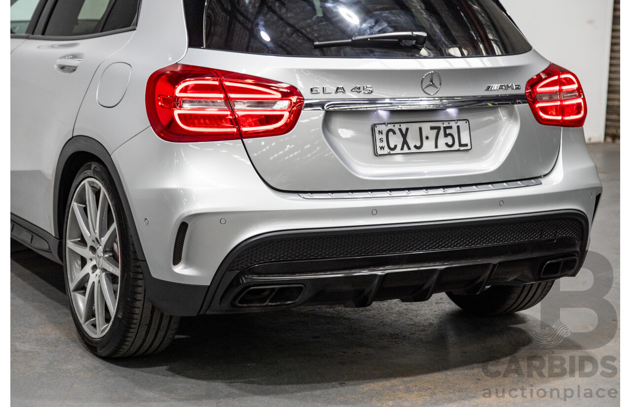 2/2015 Mercedes Benz GLA45 AMG 4matic (AWD) X156 MY15 4d Wagon Polar Silver Metallic Turbo 2.0L