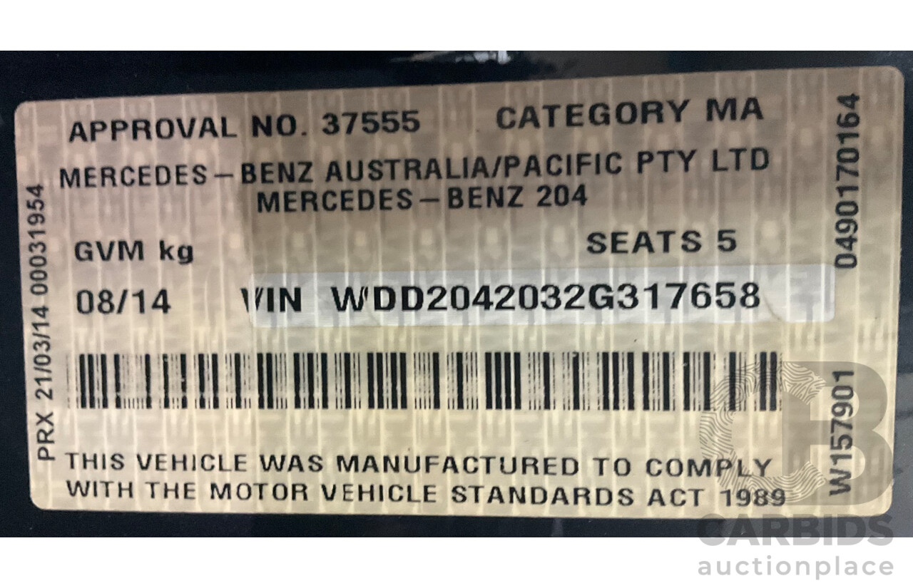 8/2014 Mercedes Benz C250 CDI Elegance W204 MY14 4d Wagon Magnetite Black Metallic Turbo Diesel 2.1L