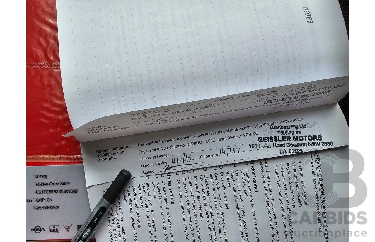 8/2012 Holden Cruze SRi V JH MY12 4d Sedan White 1.4L