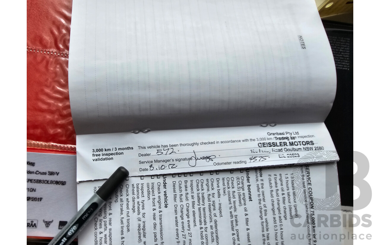 8/2012 Holden Cruze SRi V JH MY12 4d Sedan White 1.4L