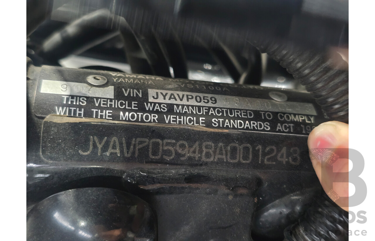 09/2007 Yamaha V-Star XVS1100 Custom Cruiser Motorcycle Black 1063cc