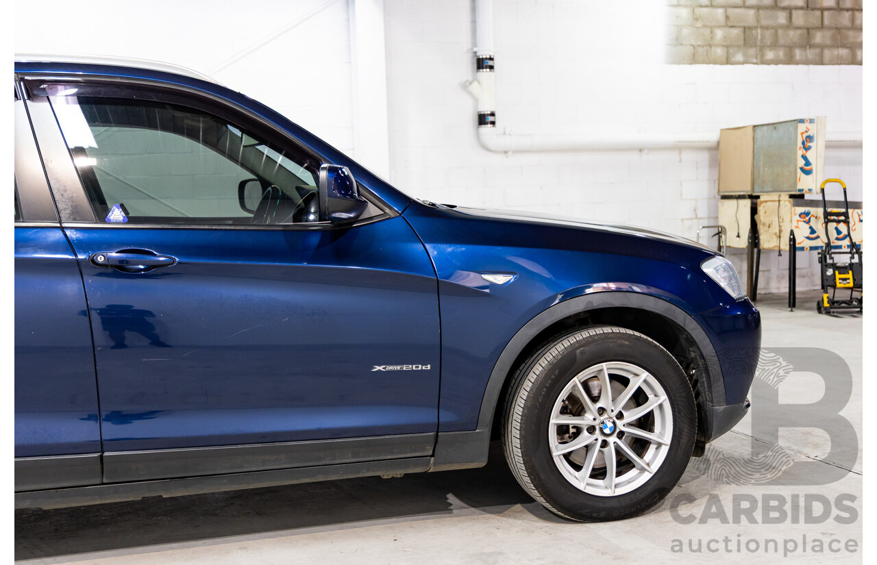 12/2011 BMW X3 Xdrive 20d (AWD) F25 4d Wagon Deep Sea Blue Metallic Turbo Diesel 2.0L