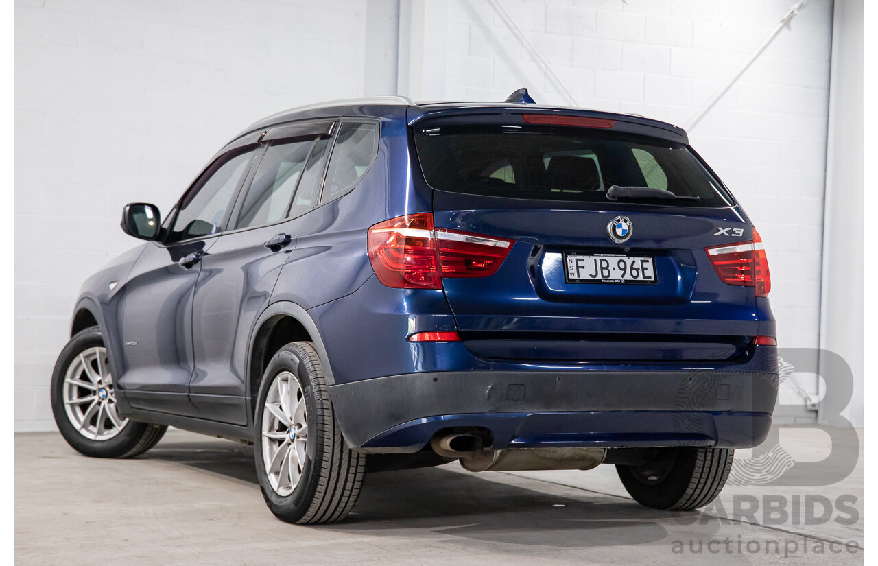 12/2011 BMW X3 Xdrive 20d (AWD) F25 4d Wagon Deep Sea Blue Metallic Turbo Diesel 2.0L