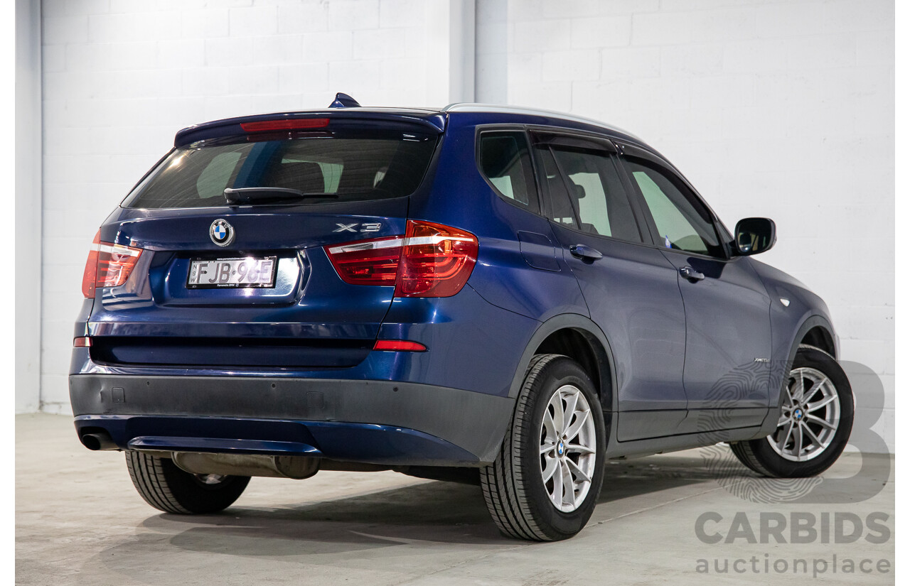 12/2011 BMW X3 Xdrive 20d (AWD) F25 4d Wagon Deep Sea Blue Metallic Turbo Diesel 2.0L