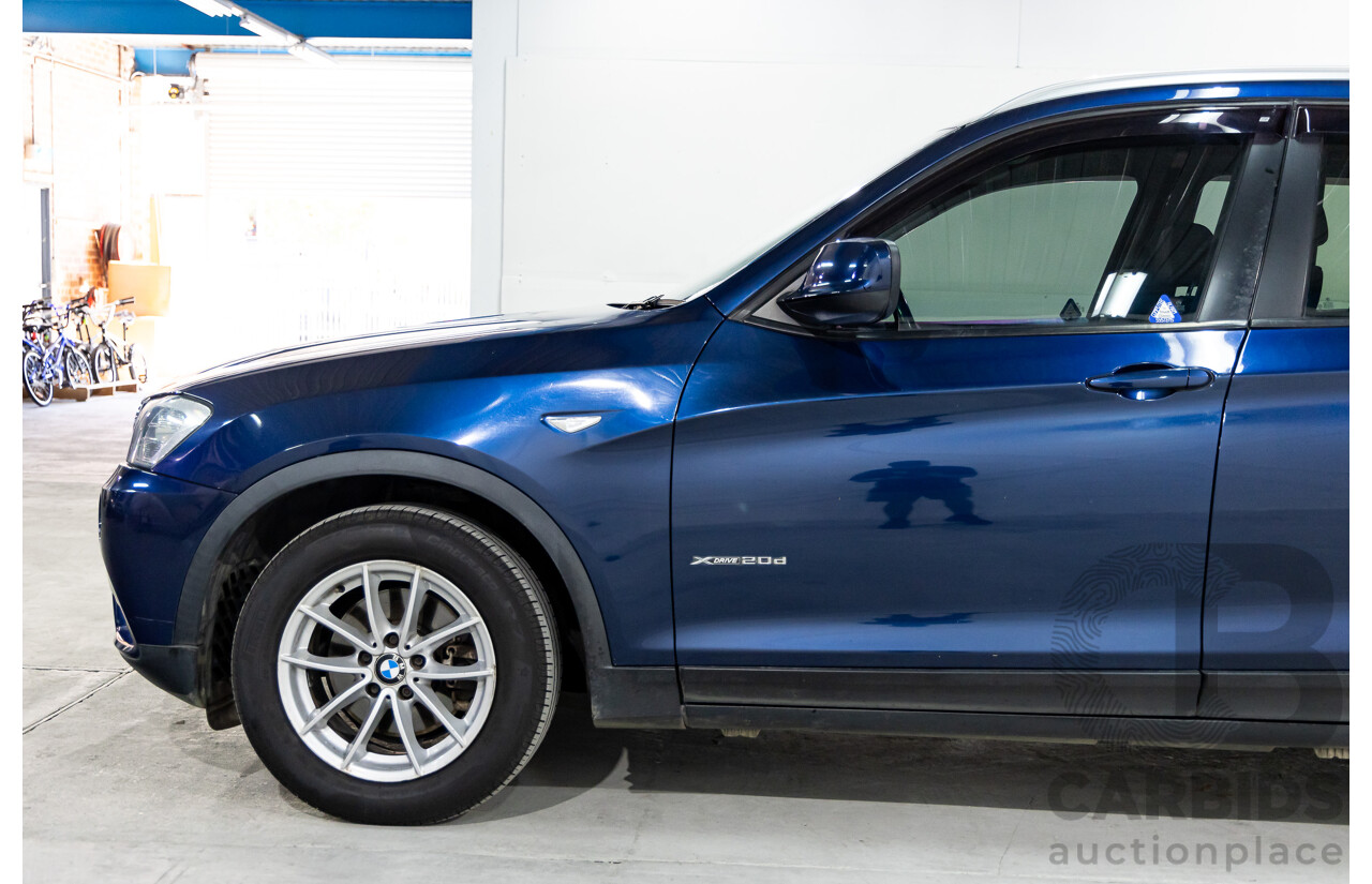 12/2011 BMW X3 Xdrive 20d (AWD) F25 4d Wagon Deep Sea Blue Metallic Turbo Diesel 2.0L