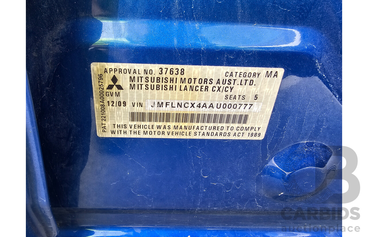 12/2009 Mitsubishi Lancer RX Sportback CJ MY10 5d Hatchback Blue 2.0L