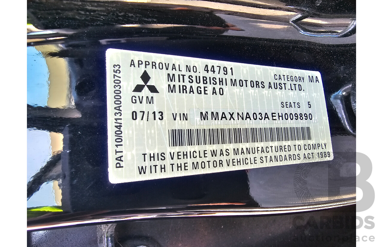 7/2013 Mitsubishi Mirage LS LA 5d Hatchback Black 1.2L