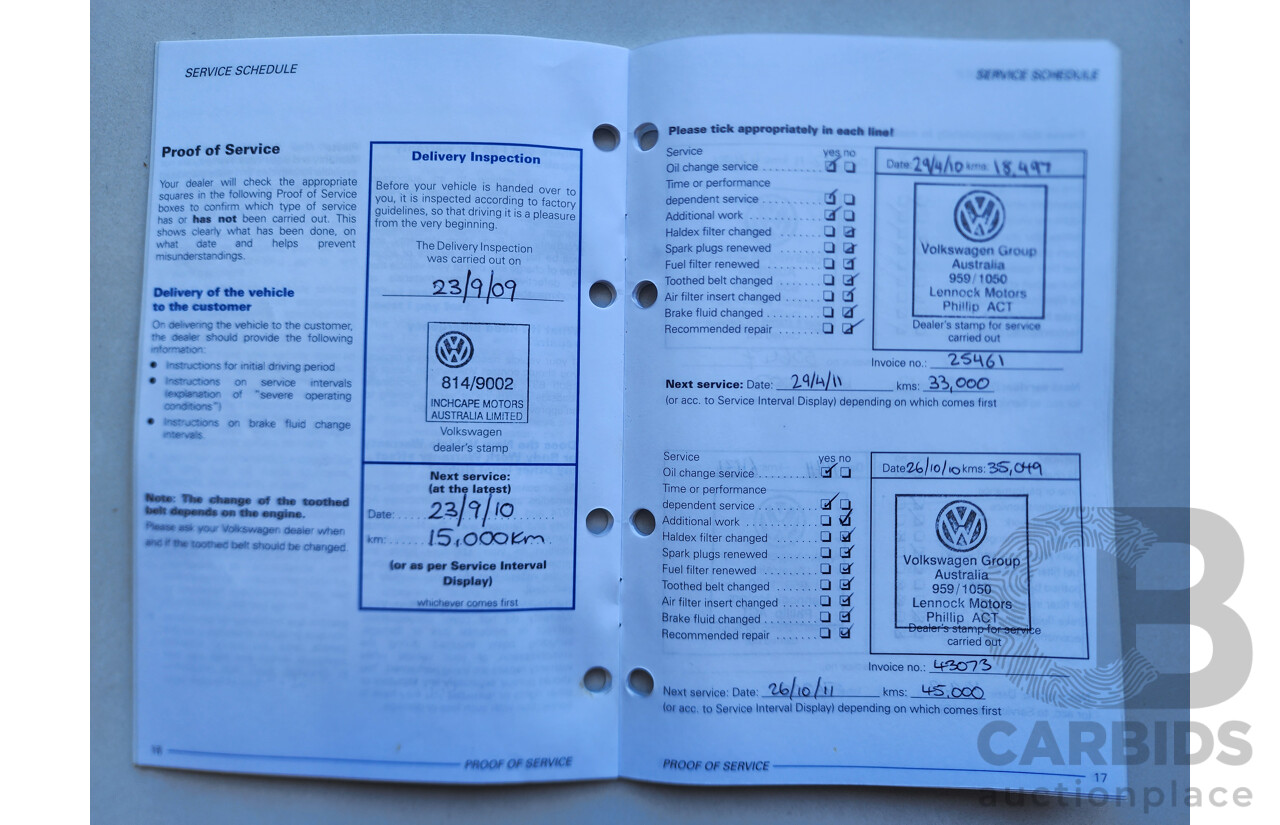 9/2009 Volkswagen EOS 147 TSI 1F MY09 UPGRADE 2d Convertible Blue 2.0L