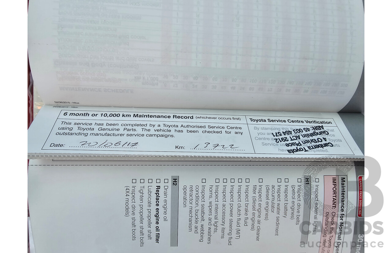 6/2016 Toyota Hilux SR5 (4x4) N80 GUN126R Dual Cab Utility Eclipse Black Turbo Diesel 2.8L