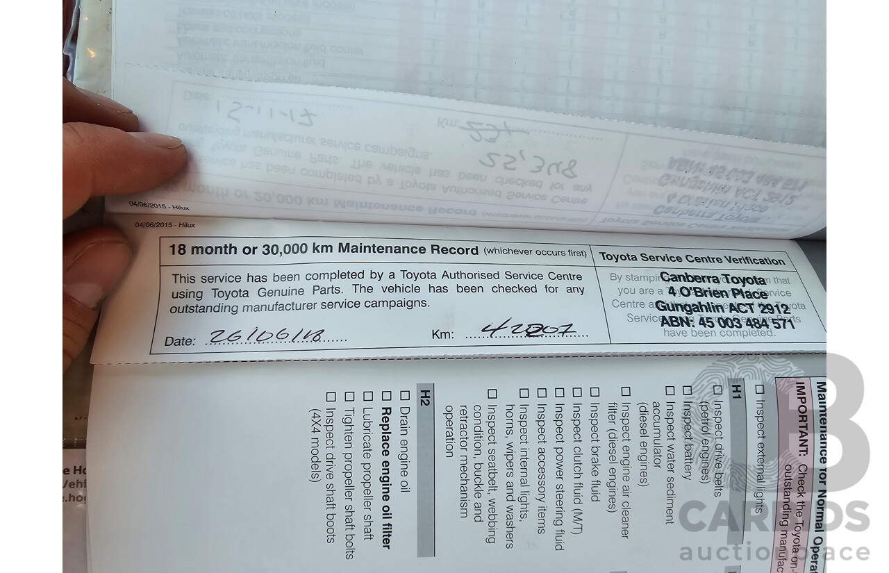 6/2016 Toyota Hilux SR5 (4x4) N80 GUN126R Dual Cab Utility Eclipse Black Turbo Diesel 2.8L