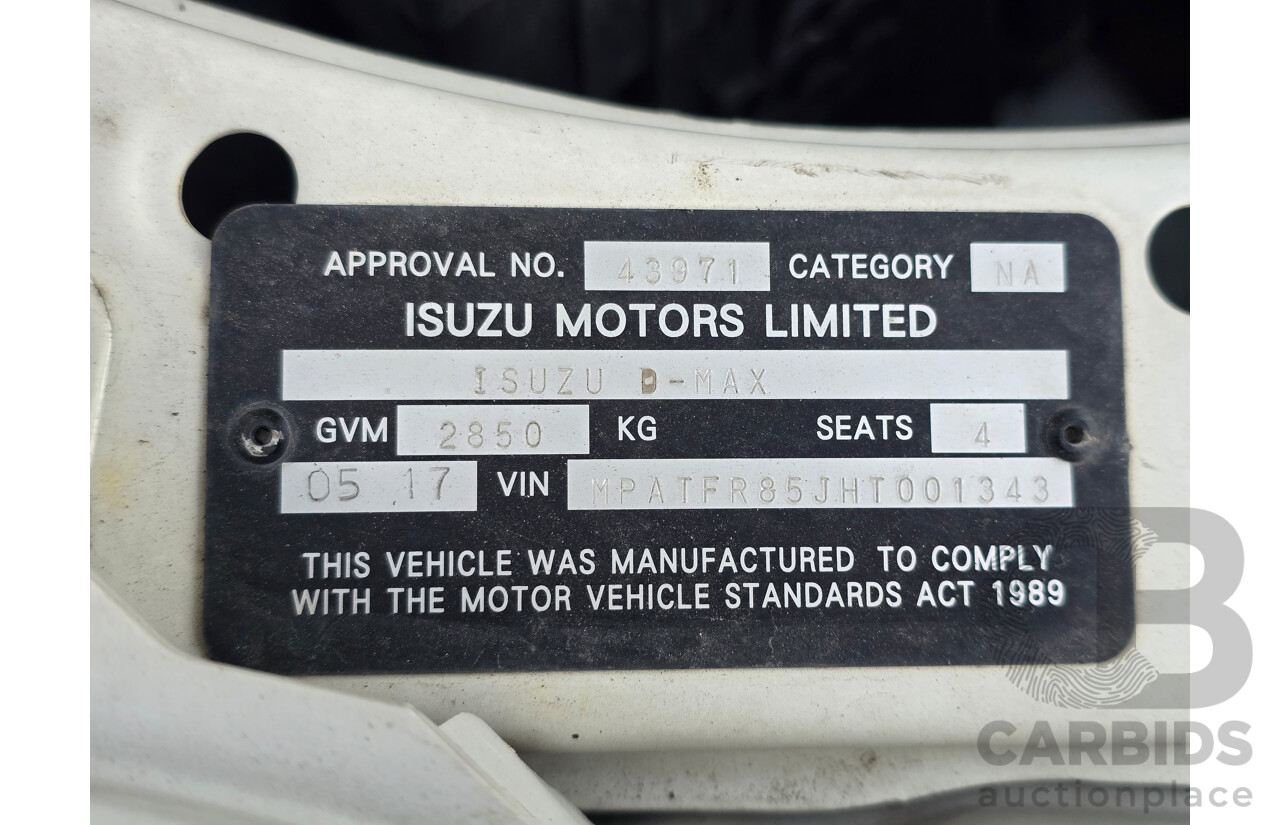 4/2017 Isuzu D-Max SX Hi-Ride TF MY17 Space Cab Utility White Turbo Diesel 3.0L