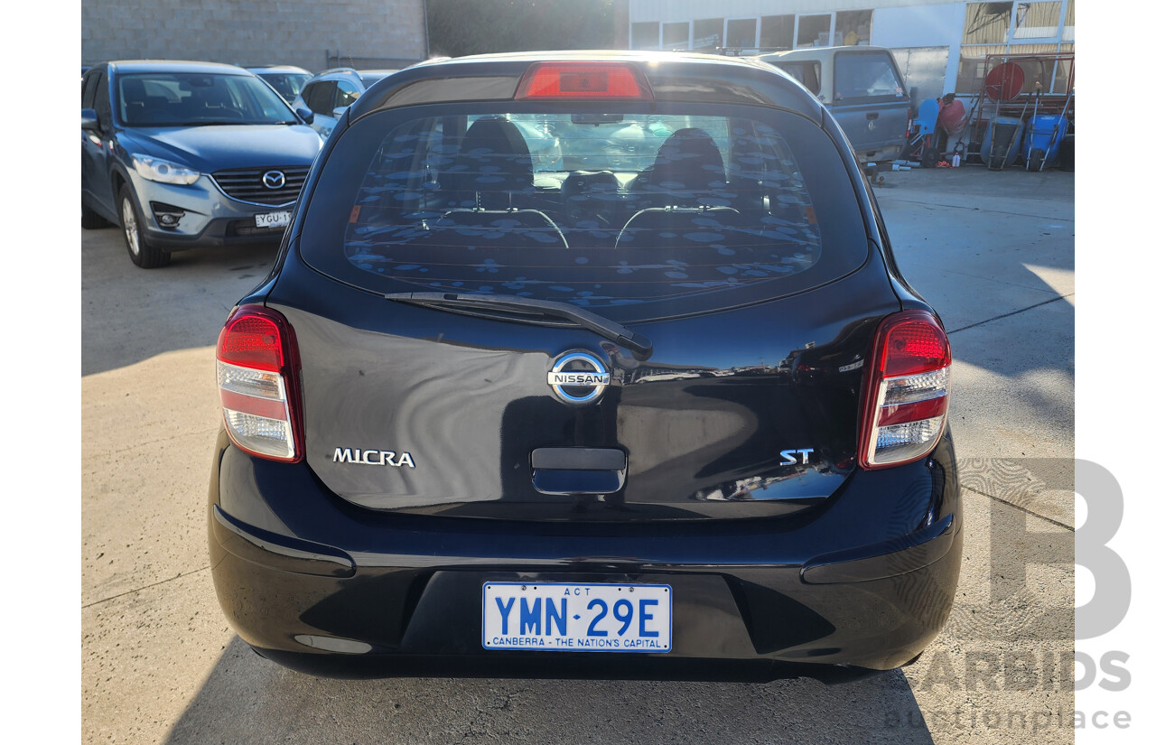 11/2011 Nissan Micra ST K13 5d Hatchback Black 1.2L