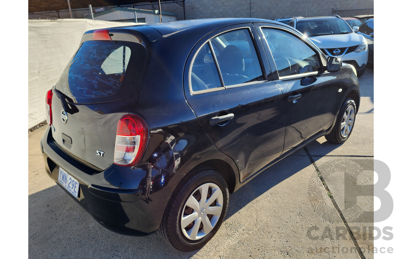 11/2011 Nissan Micra ST K13 5d Hatchback Black 1.2L