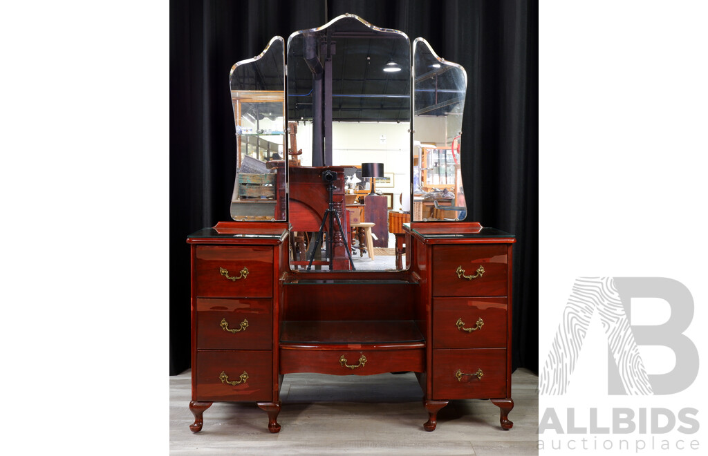 Twin Pedestal Dressing Chest with Wing Mirrors