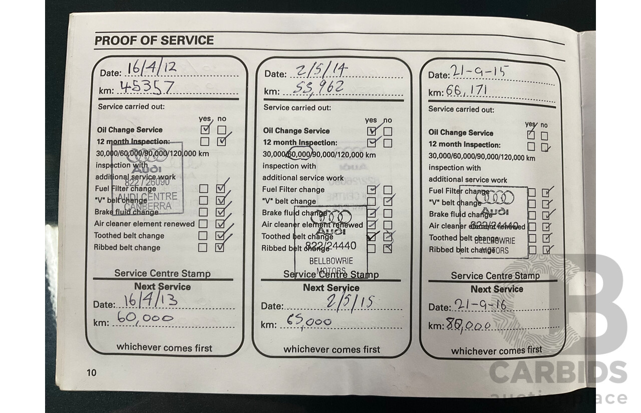 8/2009 Audi TT S 2.0 TFSI Quattro (AWD) 8J 2d Coupe Dolphin Grey Turbo 2.0L