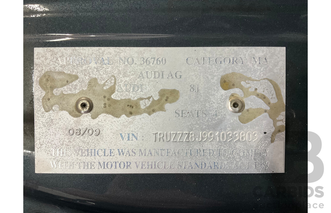 8/2009 Audi TT S 2.0 TFSI Quattro (AWD) 8J 2d Coupe Dolphin Grey Turbo 2.0L