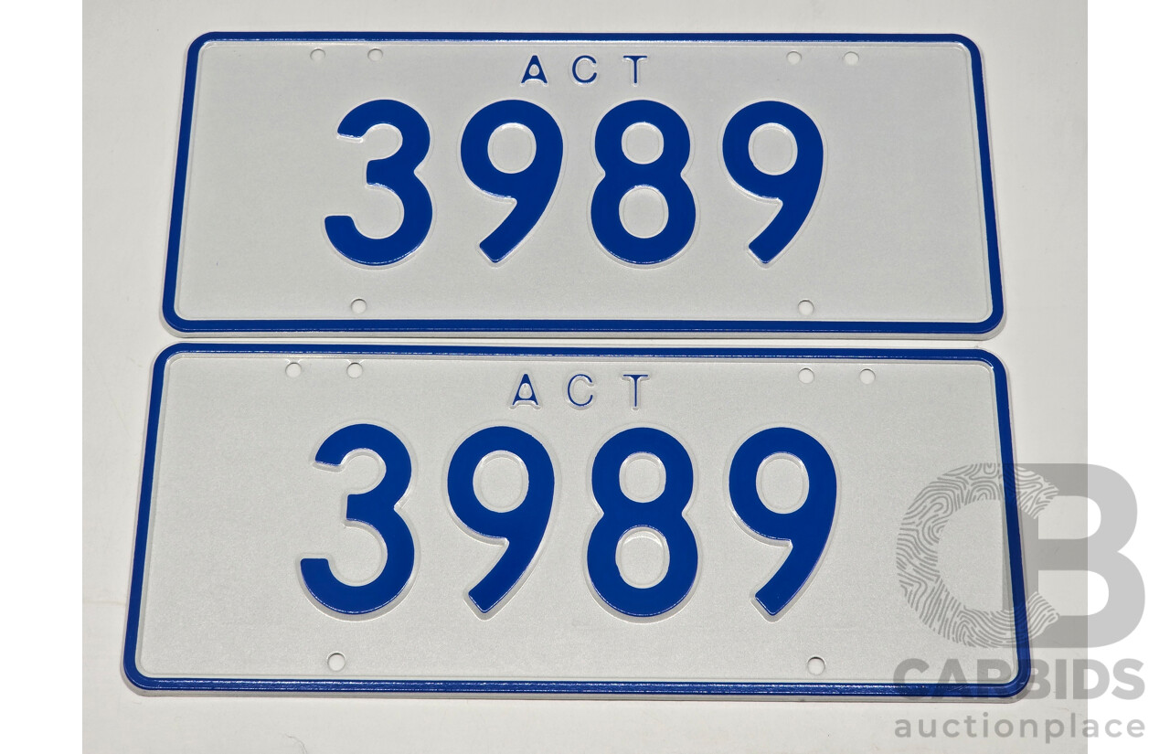 ACT 4-Digit Numerical Number Plate - 3989