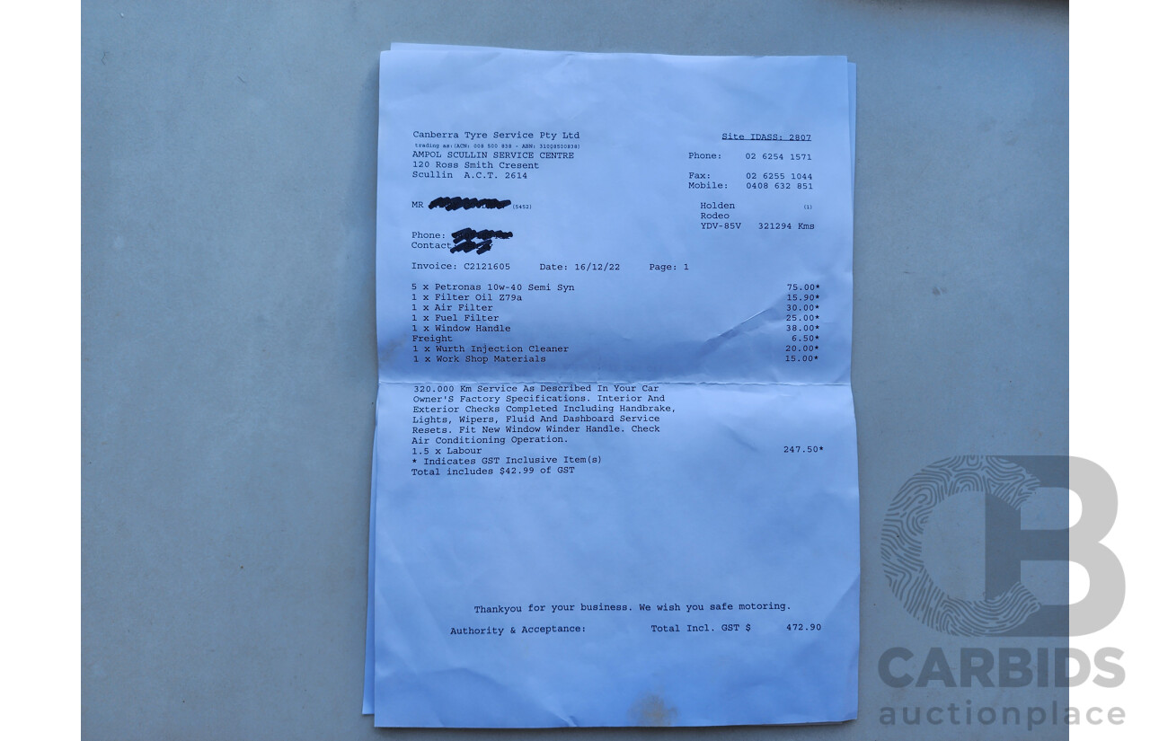 6/2005 Holden Rodeo LX RA C/Chas White 3.5L