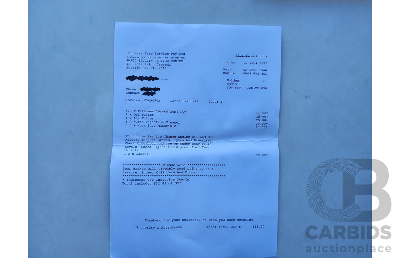 6/2005 Holden Rodeo LX RA C/Chas White 3.5L