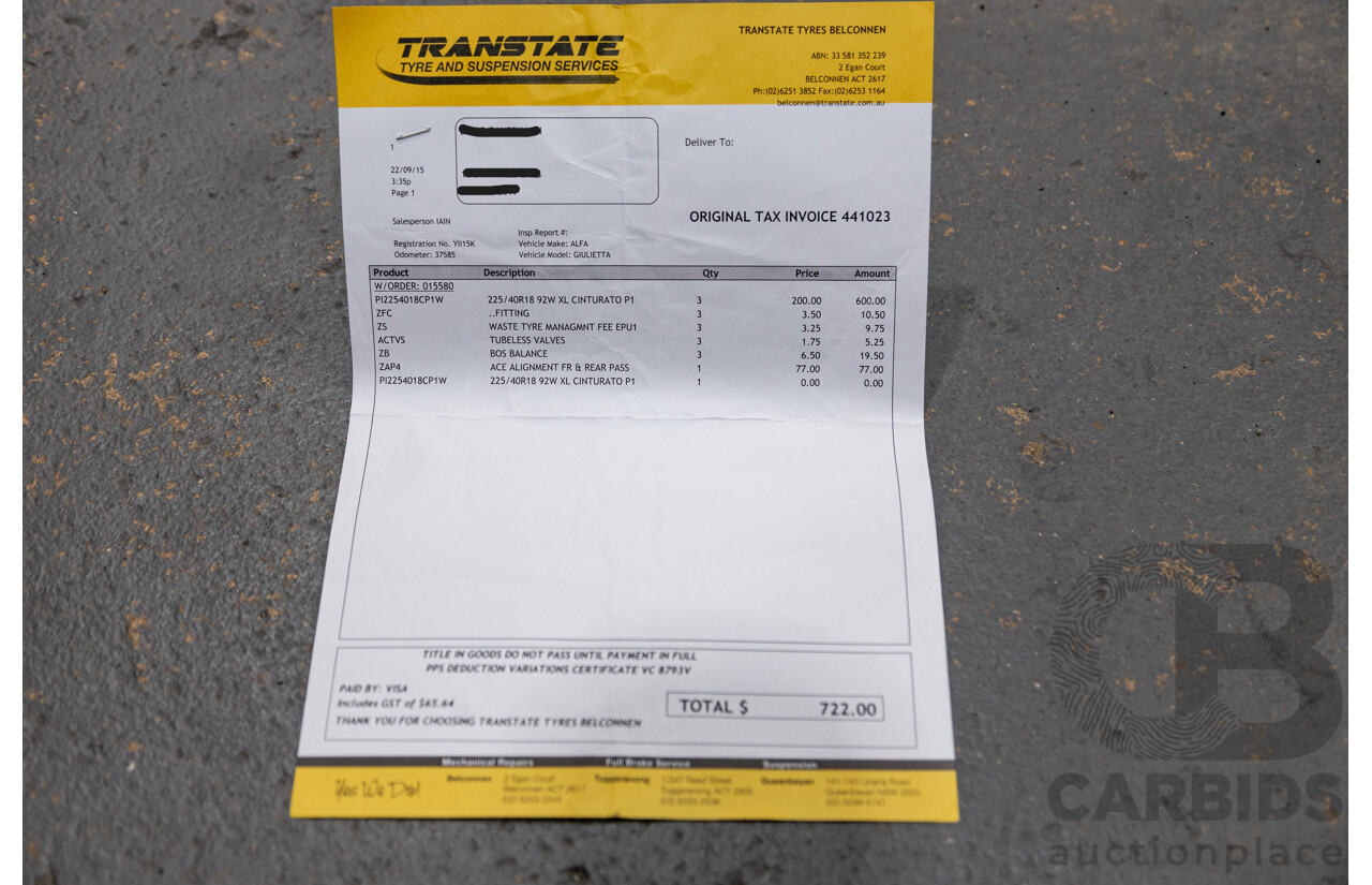 2/2013 Alfa Romeo Giulietta Distinctive Jtd-M 5d Hatchback Alfa Red Turbo Diesel 2.0L